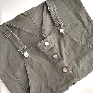 Army Green Overall Dress | Olive Green Jumper Dress | Forever 21 Girls | 13/14